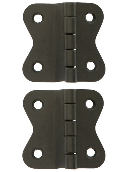 Pair of Small Solid-Brass Butterfly Offset Cabinet Hinges - 1 1/2inch x 1 5/8inch.